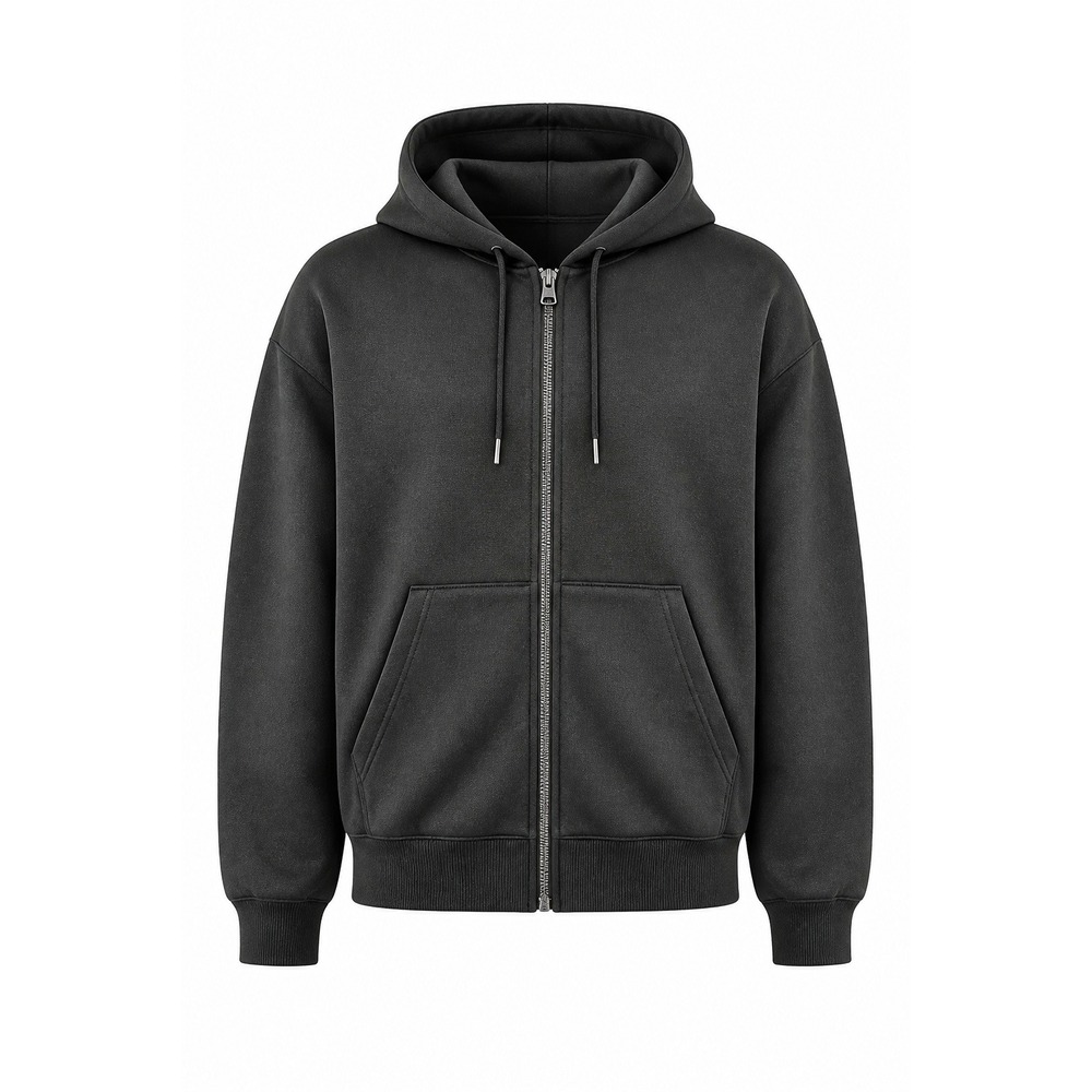 Black Cropped Zip-Up Hoodie Women's XL Y2K Oversized Streetwear NWOT